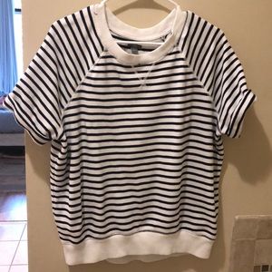 Striped short sleeve sweater